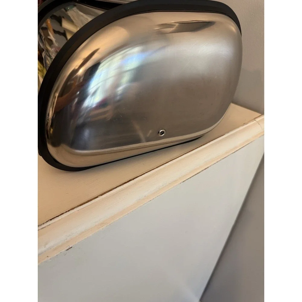 Vintage Retro Mod Stainless Steel Chrome Metal Roll‎ Top Rounded Dome Bread Box